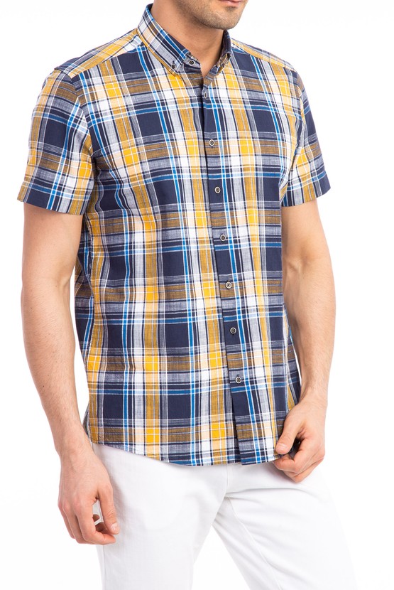 Erkek Giyim - Kısa Kol Spor Ekose Gömlek