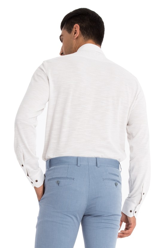 Erkek Giyim - Uzun Kol Slim Fit Örme Gömlek