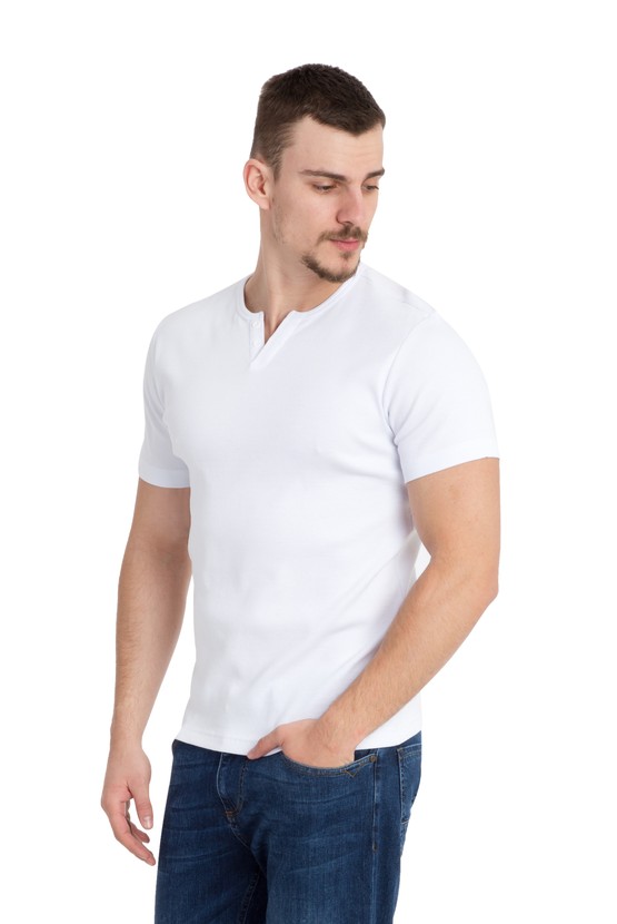 Erkek Giyim - Bisiklet Yaka Süper Slim Fit Tişört