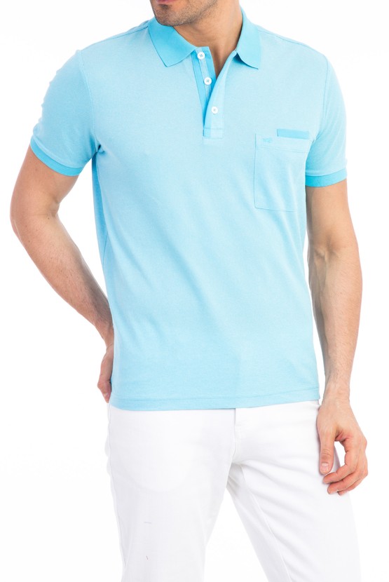 Erkek Giyim - Regular Fit Desenli Polo Yaka Tişört