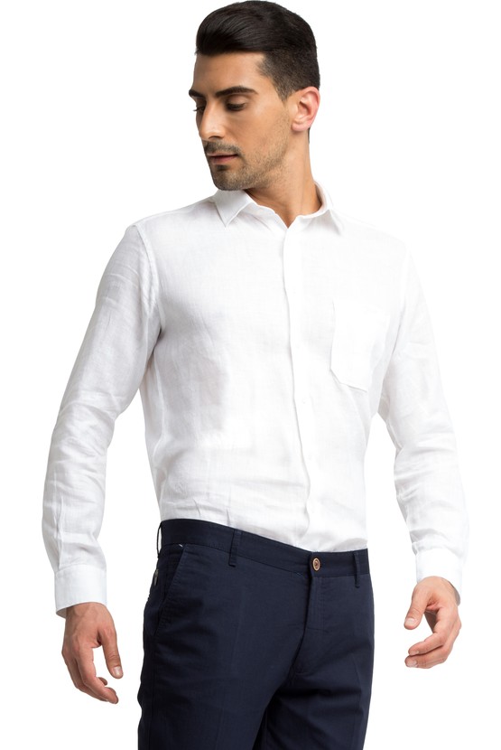 Erkek Giyim - Uzun Kol Keten Gömlek