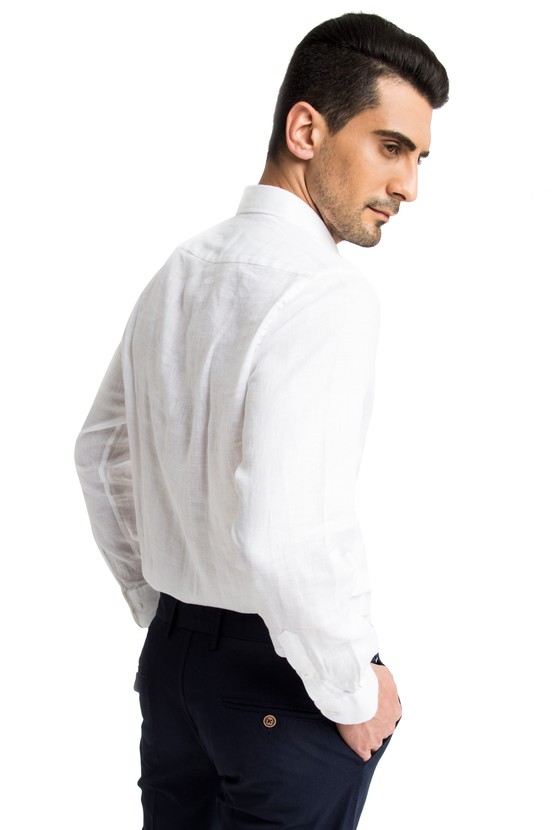 Erkek Giyim - Uzun Kol Keten Gömlek