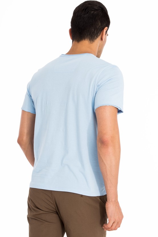 Erkek Giyim - Bisiklet Yaka Baskılı Regular Fit Tişört