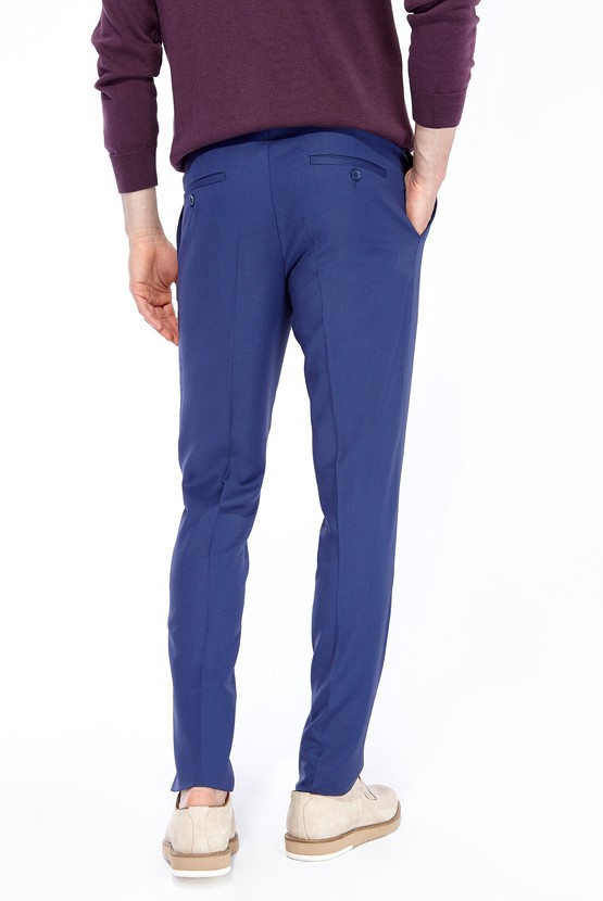 Erkek Giyim - Süper Slim Fit Yünlü Kuşgözü Pantolon