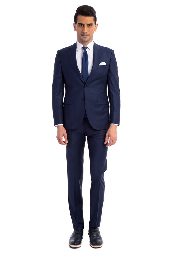 Erkek Giyim - Slim Fit Çizgili Takım Elbise