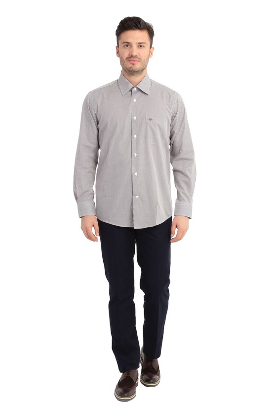 Erkek Giyim - Uzun Kol Regular Fit Kareli Gömlek