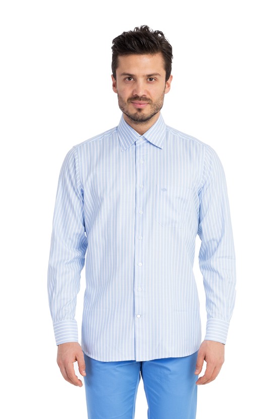 Erkek Giyim - Uzun Kol Çizgili Gömlek