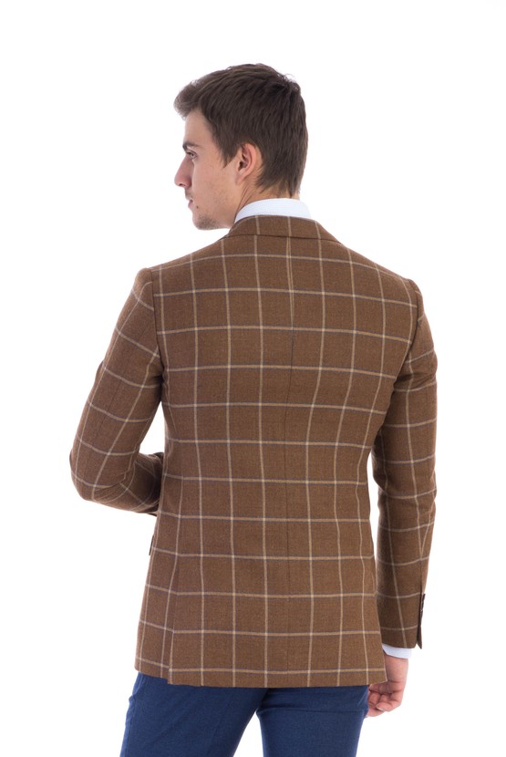 Erkek Giyim - Slim Fit Kareli Ceket