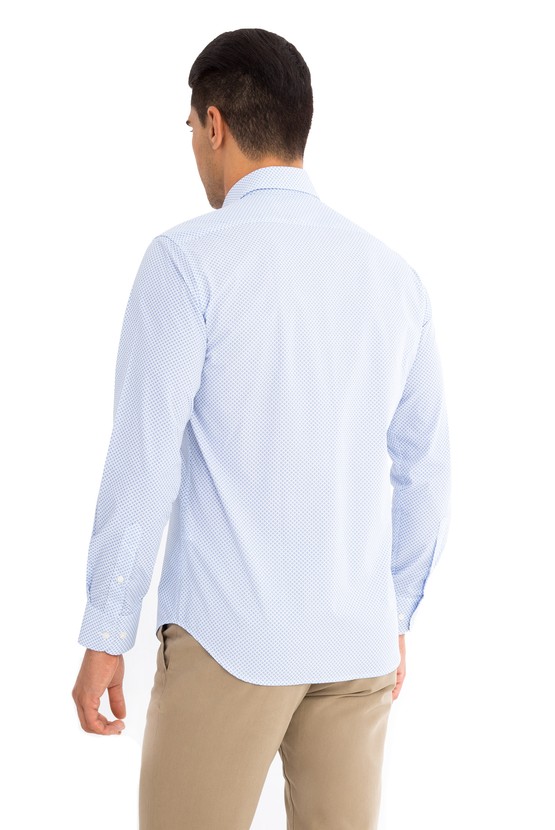 Erkek Giyim - Uzun Kol Desenli Slim Fit Gömlek