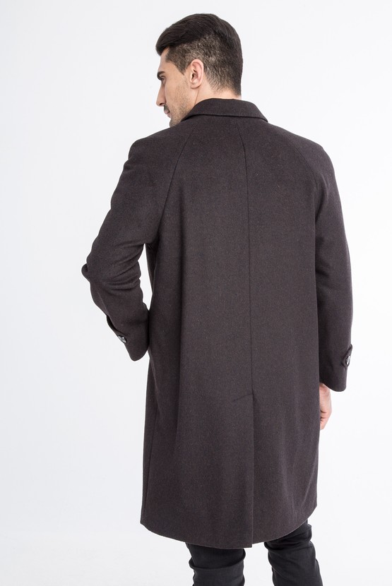Erkek Giyim - Bato Yaka Yünlü Regular Fit Palto