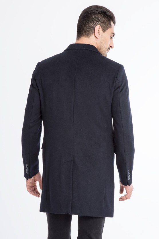 Erkek Giyim - Sivri Mono Yaka Yünlü Palto