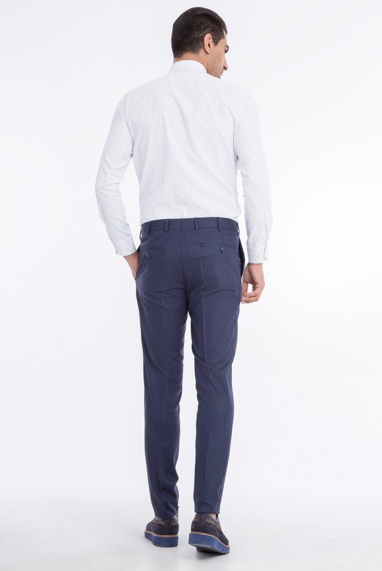 Erkek Giyim - Süper Slim Fit Ekose Pantolon