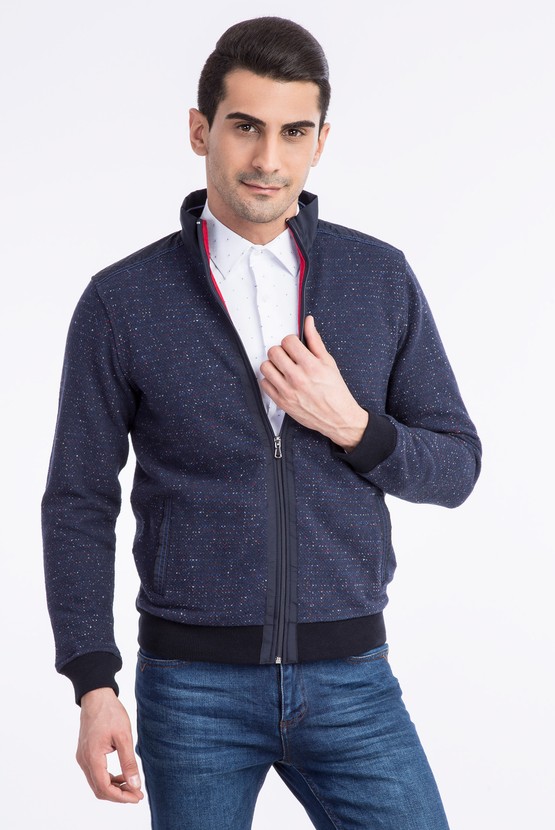 Erkek Giyim - Dik Yaka Fermuarlı Sweatshirt