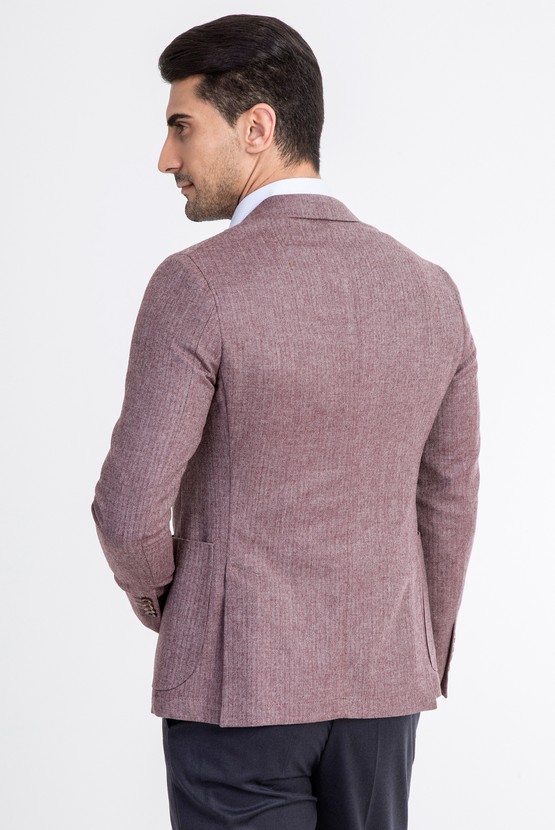 Erkek Giyim - Slim Fit Balıksırtı Ceket