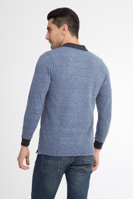 Erkek Giyim - Polo Yaka Düğmeli Sweatshirt