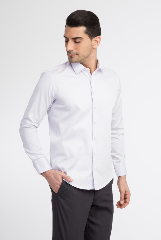 Erkek Giyim - Uzun Kol Slim Fit Saten Gömlek