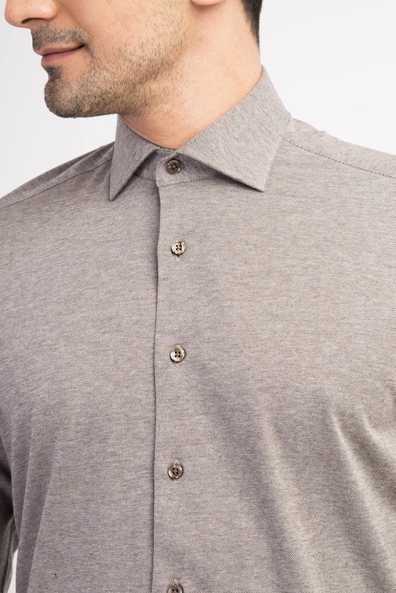 Erkek Giyim - Uzun Kol Kırışmayan Örme Gömlek