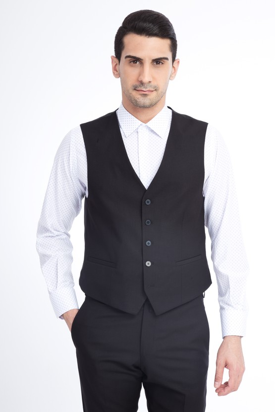 Erkek Giyim - Slim Fit Yelekli Takım Elbise
