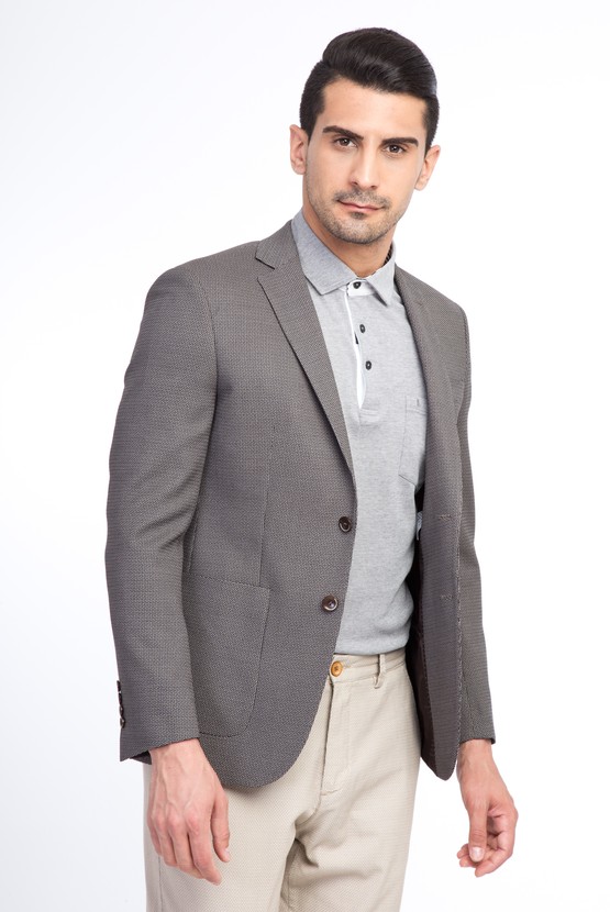 Erkek Giyim - Slim Fit Kuşgözü Ceket