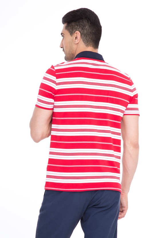 Erkek Giyim - Polo Yaka Slim Fit Çizgili Tişört