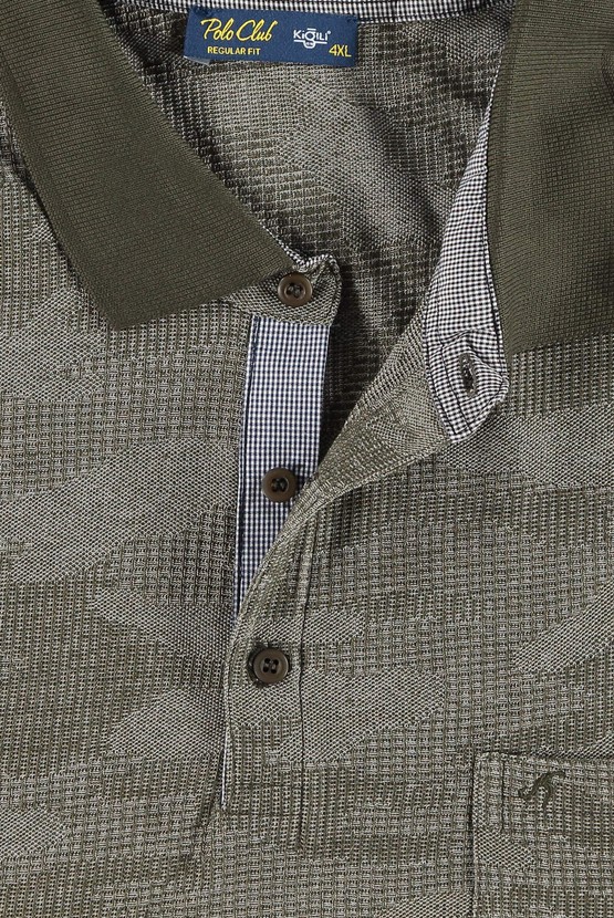 Erkek Giyim - Büyük Beden Polo Yaka Desenli Tişört