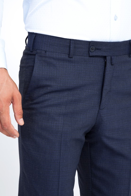 Erkek Giyim - Yünlü Desenli Klasik Pantolon