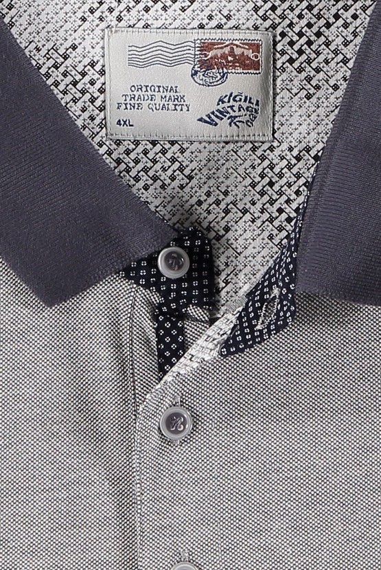 Erkek Giyim - Büyük Beden Polo Yaka Desenli Tişört
