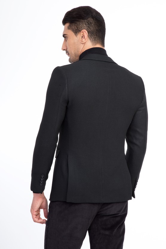Erkek Giyim - Slim Fit Desenli Klasik Ceket