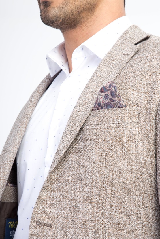 Erkek Giyim - Slim Fit Desenli Klasik Ceket