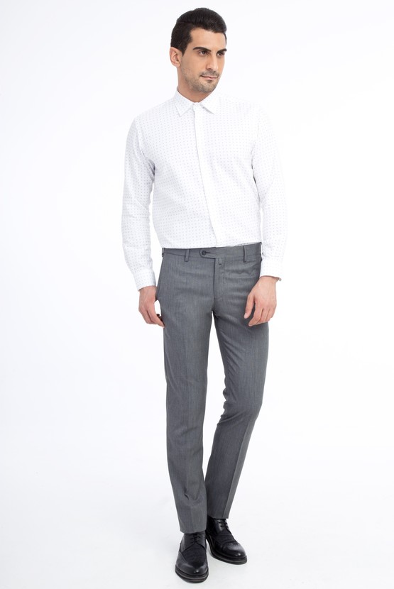 Erkek Giyim - Slim Fit Kuşgözü Klasik Pantolon