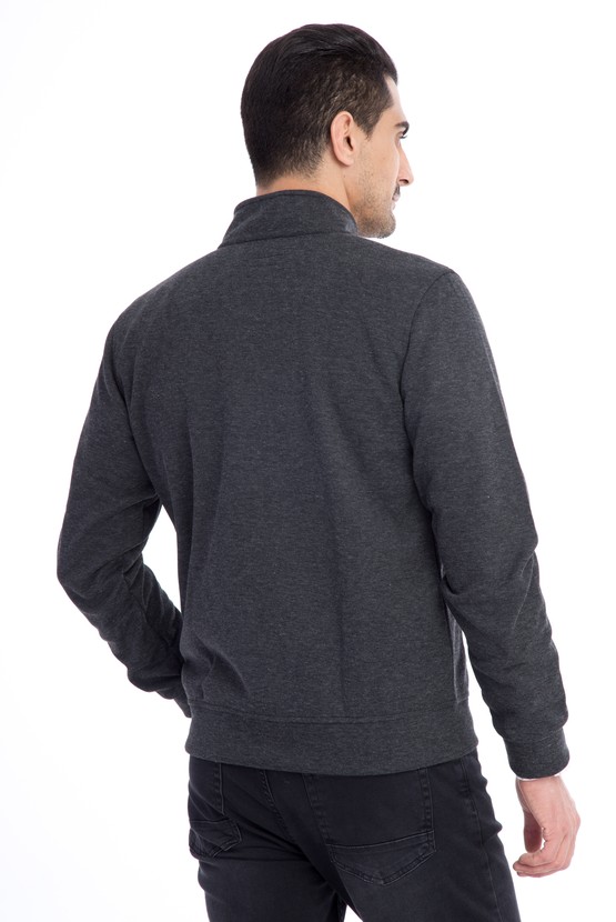 Erkek Giyim - Fermuarlı Slim Fit Sweatshirt