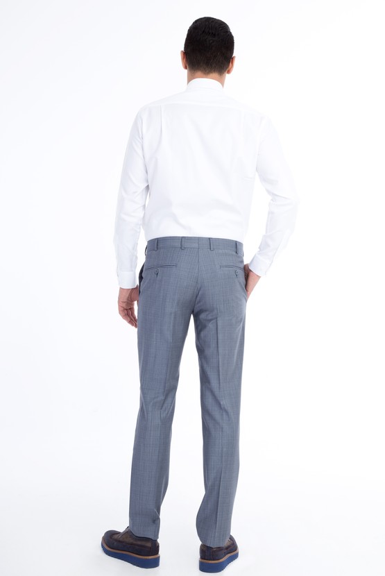 Erkek Giyim - Slim Fit Yünlü Klasik Ekose Pantolon