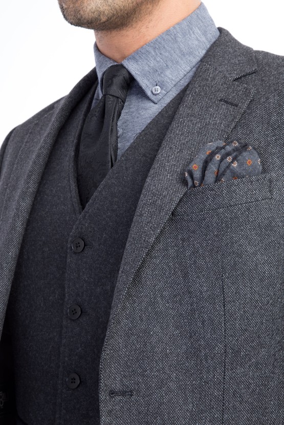 Erkek Giyim - Yünlü Kuşgözü Klasik Ceket