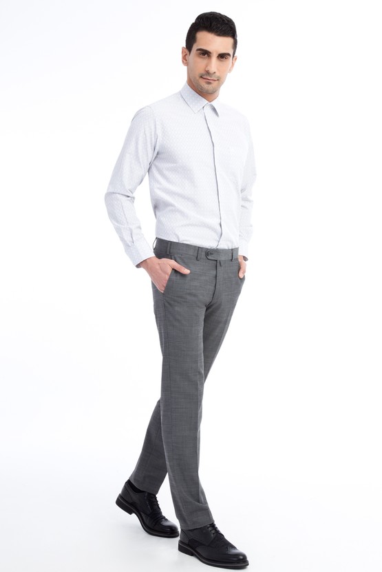 Erkek Giyim - Slim Fit Kuşgözü Klasik Pantolon