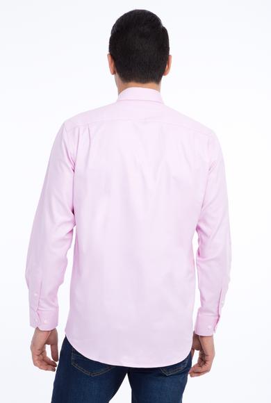 Erkek Giyim - Pembe M Beden Uzun Kol Regular Fit Oxford Pamuk Gömlek