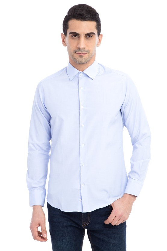 Erkek Giyim - Uzun Kol Çizgili Slim Fit Gömlek