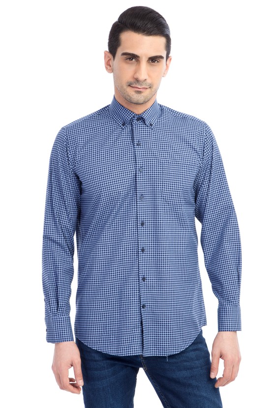 Erkek Giyim - Uzun Kol Kareli Gömlek