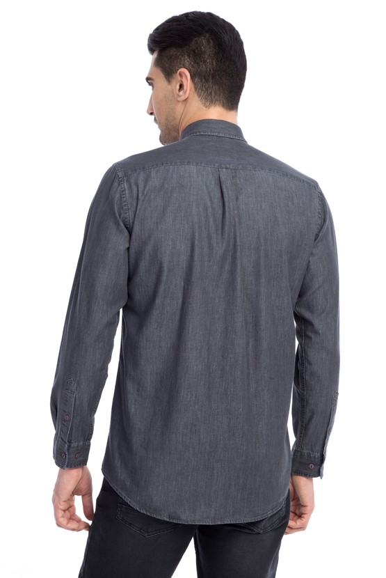 Erkek Giyim - Uzun Kol Regular Fit Denim Gömlek