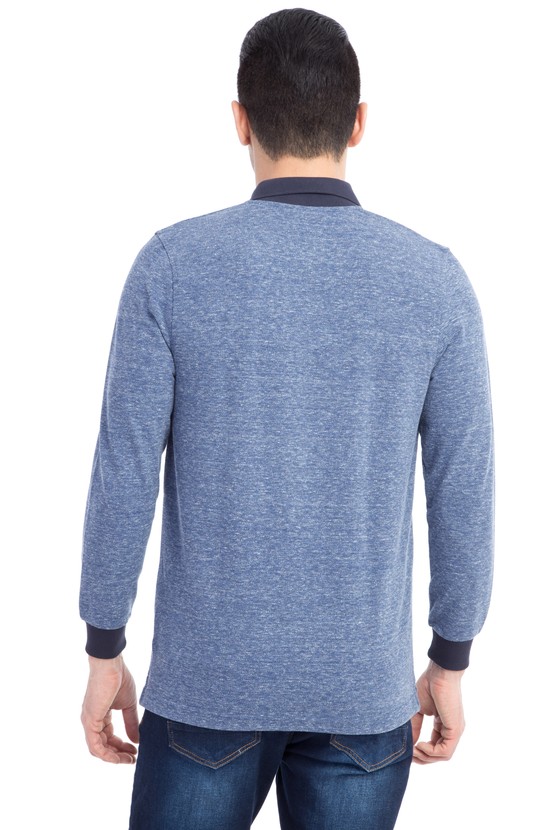 Erkek Giyim - Polo Yaka Düğmeli Regular Fit Sweatshirt