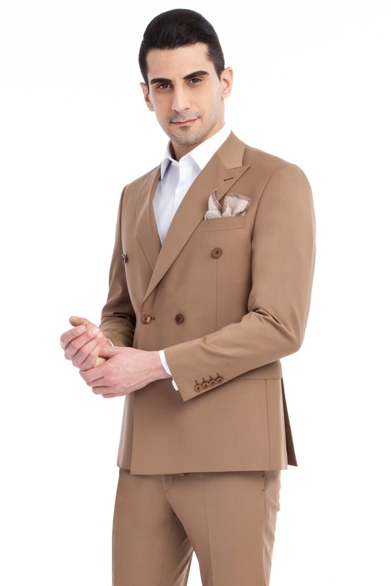 Erkek Giyim - Slim Fit Kruvaze Takım Elbise