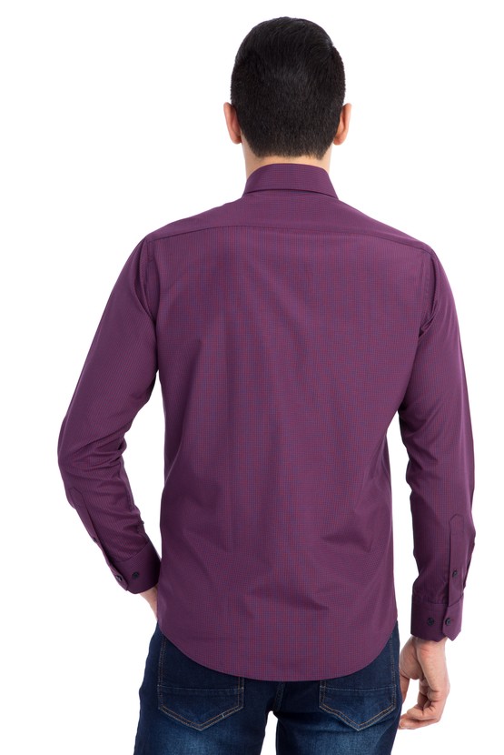 Erkek Giyim - Uzun Kol Kareli Slim Fit Gömlek