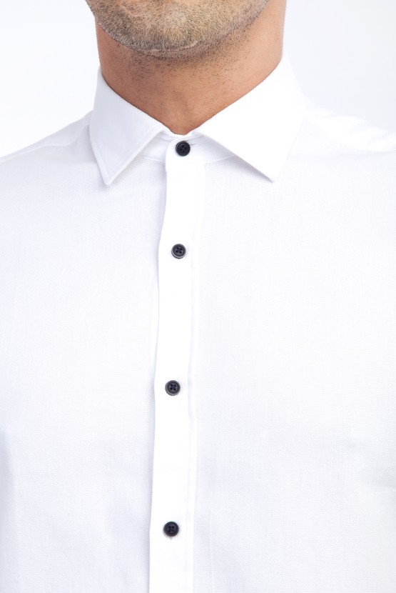Erkek Giyim - Kısa Kol Tasarım Slim Fit Gömlek