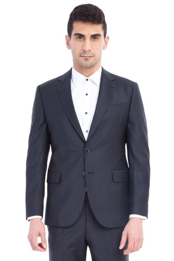 Erkek Giyim - Slim Fit Kareli Takım Elbise