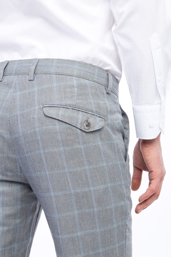 Erkek Giyim - Slim Fit Spor Kareli Pantolon