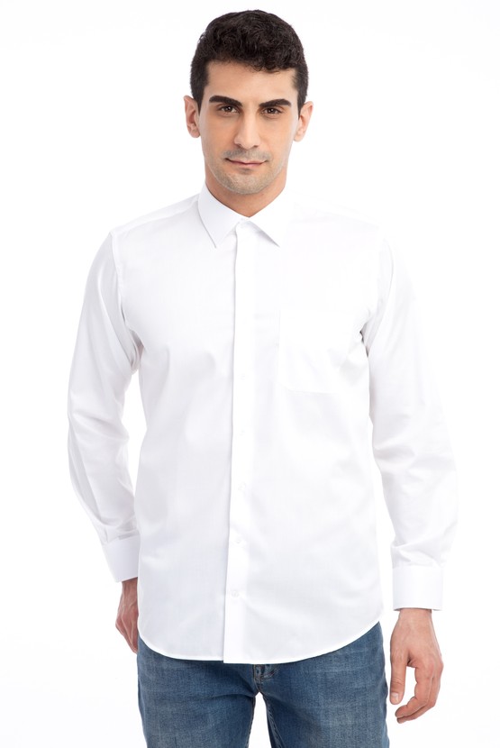 Erkek Giyim - Uzun Kol Non Iron Saten Klasik Gömlek