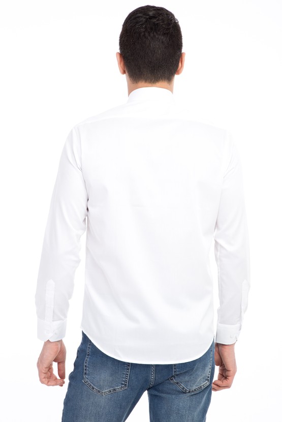 Erkek Giyim - Uzun Kol Non Iron Saten Slim Fit Gömlek