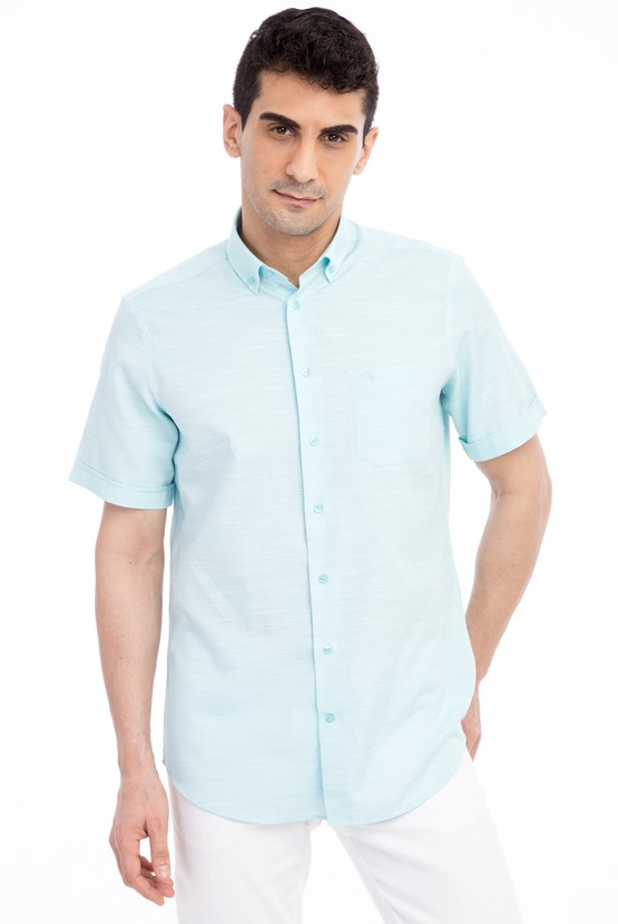 Erkek Giyim - Kısa Kol Desenli Gömlek