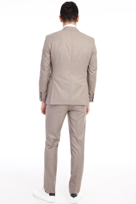 Erkek Giyim - Slim Fit Desenli Takım Elbise