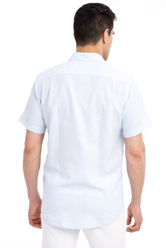Erkek Giyim - Kısa Kol Keten Gömlek