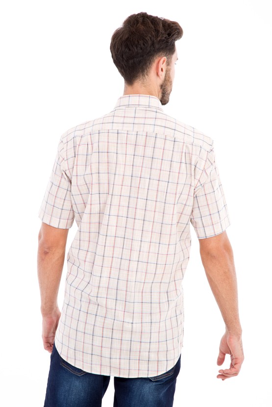Erkek Giyim - Kısa Kol Ekose Klasik Gömlek